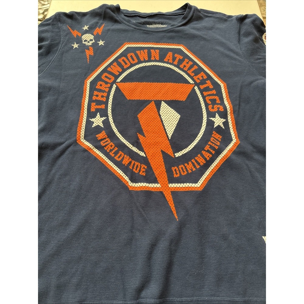 THROWDOWN SUPERSONIC LONG SLEEVE T-SHIRT MMA FIGHTER JERSEY Men's sz XL